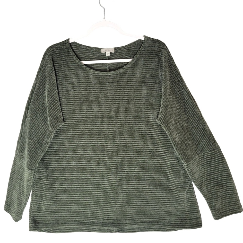 Chenault Textured Pullover Sweater Womens XL Dolman Long Sleeve Green